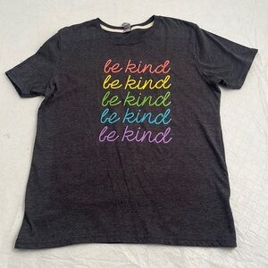 Instant Message dark heather gray rainbow Be Kind graphic short sleeve t-shirt